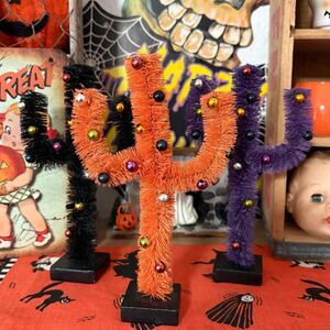 Cost Plus World Market Halloween Bottle Brush Cactus Set
